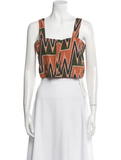 Pre-owned Veronica Beard Linen Patterned Top In Multi
