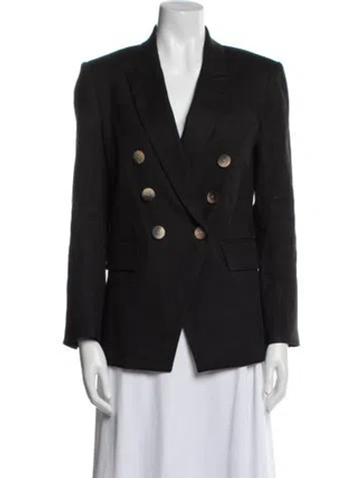 Pre-owned Veronica Beard Linen Peacoat In Black