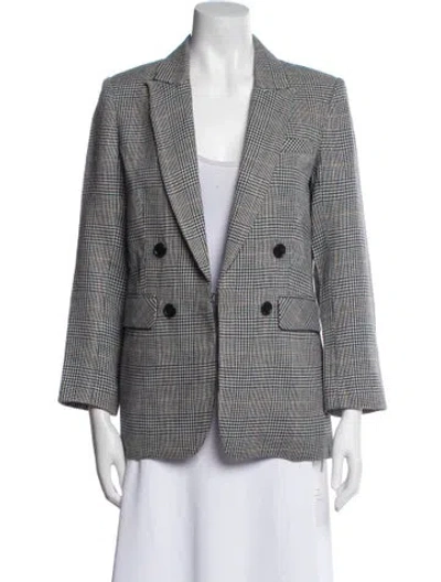 Pre-owned Veronica Beard Linen Plaid Print Blazer In Blue