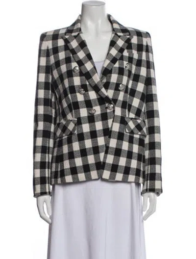 Pre-owned Veronica Beard Linen Plaid Print Blazer In Blue