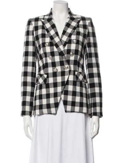 Pre-owned Veronica Beard Linen Plaid Print Blazer In Multi
