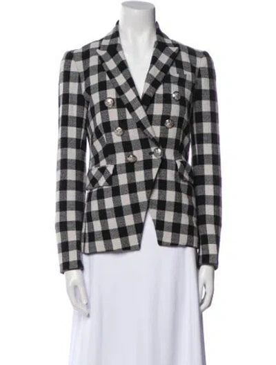 Pre-owned Veronica Beard Linen Plaid Print Blazer In Multi