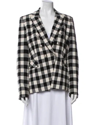 Pre-owned Veronica Beard Linen Plaid Print Blazer In Multi