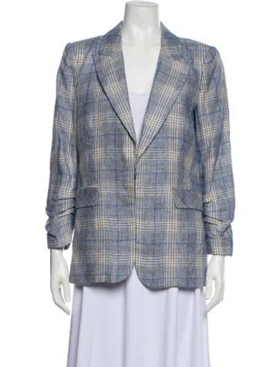 Pre-owned Veronica Beard Linen Plaid Print Blazer In Multi