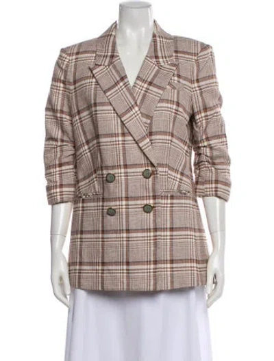 Pre-owned Veronica Beard Linen Plaid Print Blazer In Multi