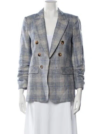 Pre-owned Veronica Beard Linen Plaid Print Blazer In Multi