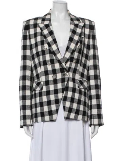 Pre-owned Veronica Beard Linen Plaid Print Blazer In Multi