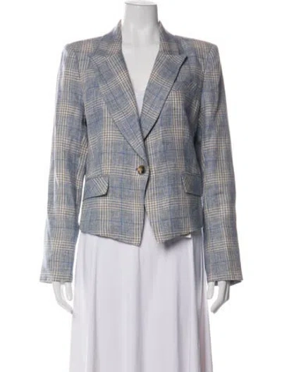 Pre-owned Veronica Beard Linen Plaid Print Blazer In Multi