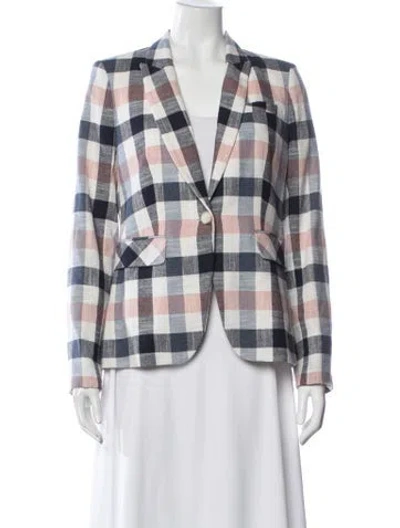 Pre-owned Veronica Beard Linen Plaid Print Blazer In Multi