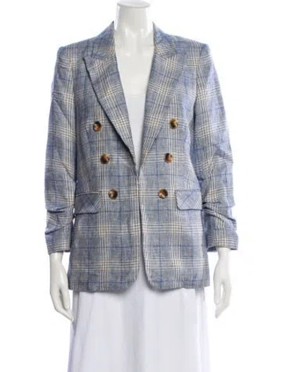 Pre-owned Veronica Beard Linen Plaid Print Blazer In Neutral