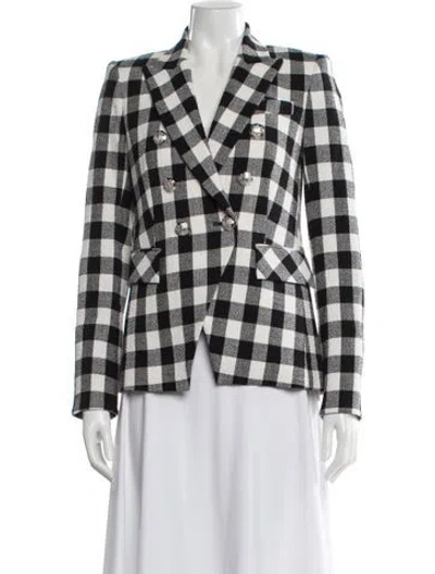Pre-owned Veronica Beard Linen Plaid Print Blazer In Neutral