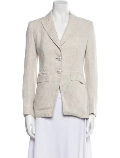 Pre-owned Veronica Beard Linen Plaid Print Blazer In Neutral