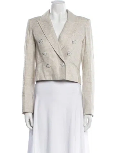 Pre-owned Veronica Beard Linen Plaid Print Blazer In Neutral