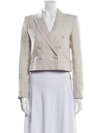 Pre-owned Veronica Beard Linen Plaid Print Blazer In Neutral