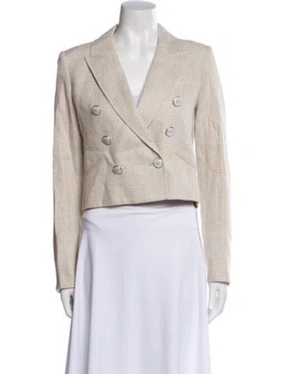 Pre-owned Veronica Beard Linen Plaid Print Blazer In Neutral