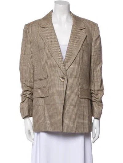 Pre-owned Veronica Beard Linen Plaid Print Blazer In Neutral