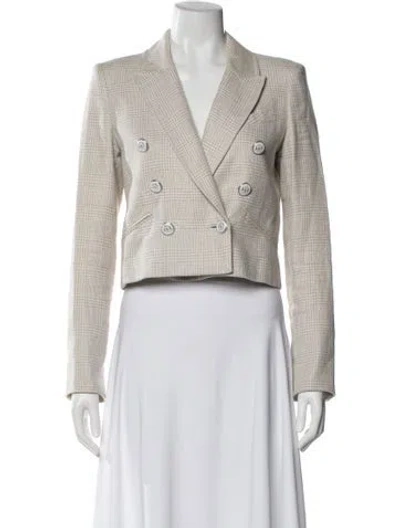 Pre-owned Veronica Beard Linen Plaid Print Blazer In Neutral