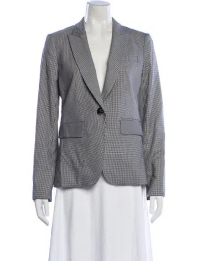 Pre-owned Veronica Beard Linen Plaid Print Blazer In Neutral