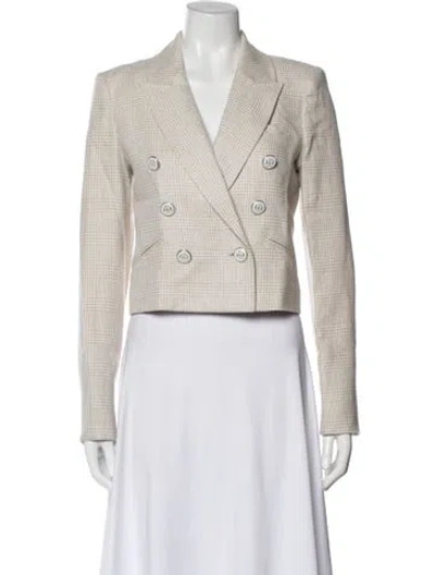 Pre-owned Veronica Beard Linen Plaid Print Blazer In Neutral