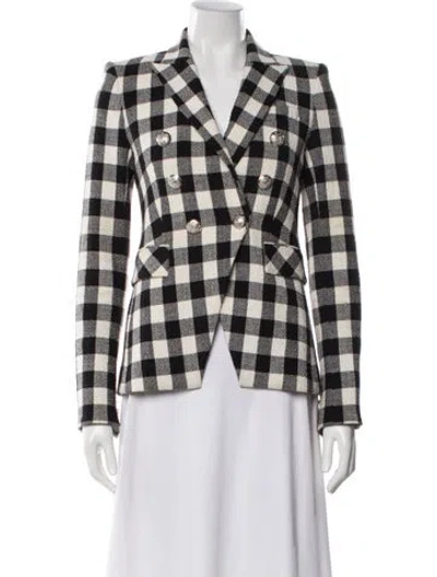 Pre-owned Veronica Beard Linen Plaid Print Blazer In Neutral