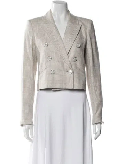 Pre-owned Veronica Beard Linen Plaid Print Blazer In Neutral