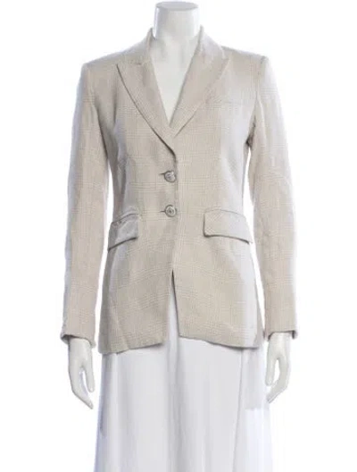 Pre-owned Veronica Beard Linen Plaid Print Blazer In Neutral
