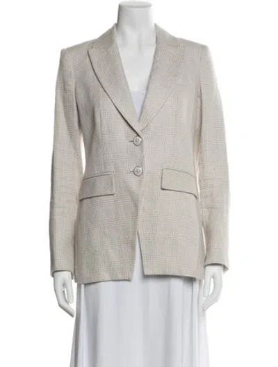 Pre-owned Veronica Beard Linen Plaid Print Blazer In Neutral