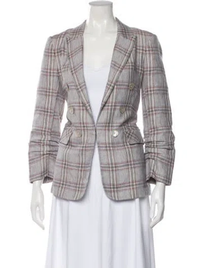 Pre-owned Veronica Beard Linen Plaid Print Blazer In Neutral