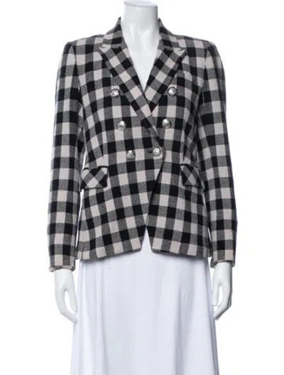 Pre-owned Veronica Beard Linen Plaid Print Blazer In Neutral