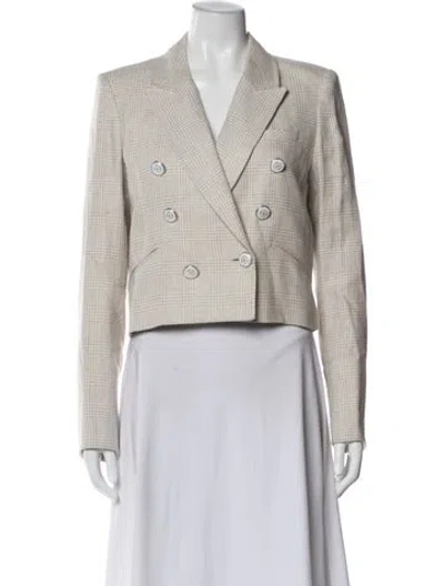 Pre-owned Veronica Beard Linen Plaid Print Blazer In Neutral