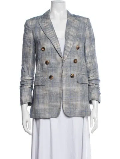 Pre-owned Veronica Beard Linen Plaid Print Blazer In Neutral