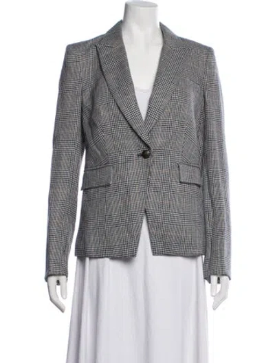 Pre-owned Veronica Beard Linen Plaid Print Blazer In Neutral