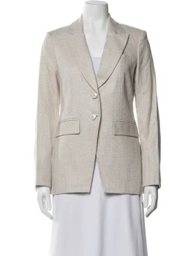 Pre-owned Veronica Beard Linen Plaid Print Blazer In Neutrals