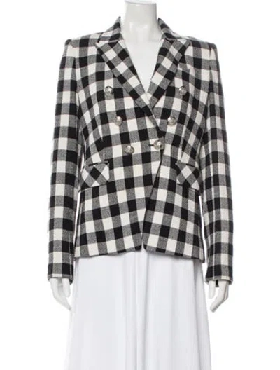 Pre-owned Veronica Beard Linen Plaid Print Blazer W/ Tags In Black