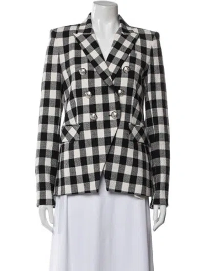 Pre-owned Veronica Beard Linen Plaid Print Blazer W/ Tags In Black