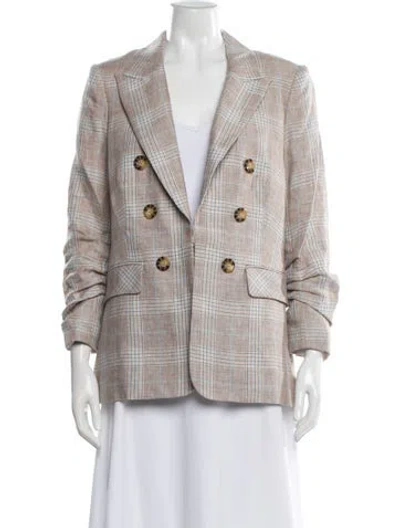 Pre-owned Veronica Beard Linen Plaid Print Blazer W/ Tags In Brown