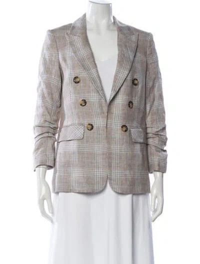 Pre-owned Veronica Beard Linen Plaid Print Blazer W/ Tags In Brown