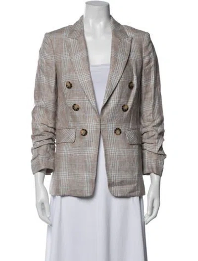 Pre-owned Veronica Beard Linen Plaid Print Blazer W/ Tags In Brown
