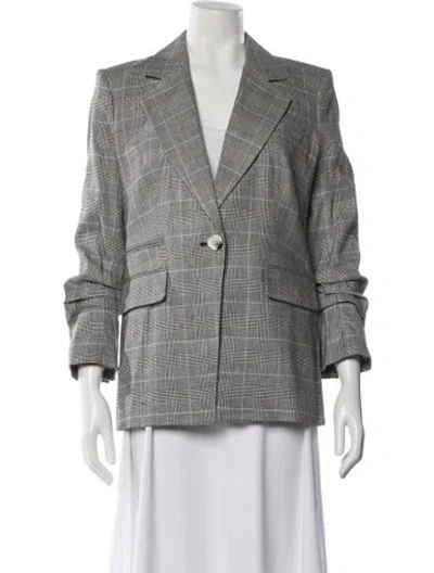 Pre-owned Veronica Beard Linen Plaid Print Blazer W/ Tags In Gray