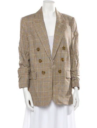 Pre-owned Veronica Beard Linen Plaid Print Blazer W/ Tags In Neutral