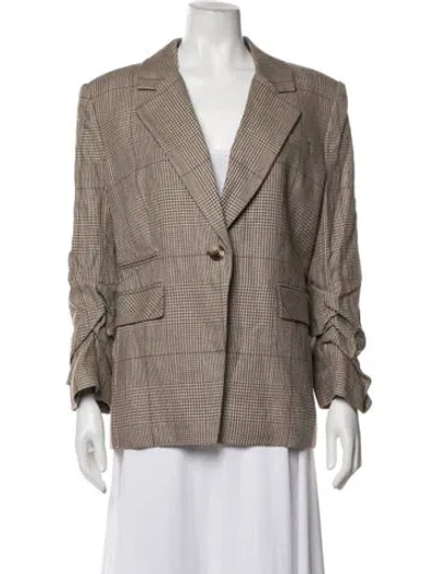 Pre-owned Veronica Beard Linen Plaid Print Blazer W/ Tags In Neutrals