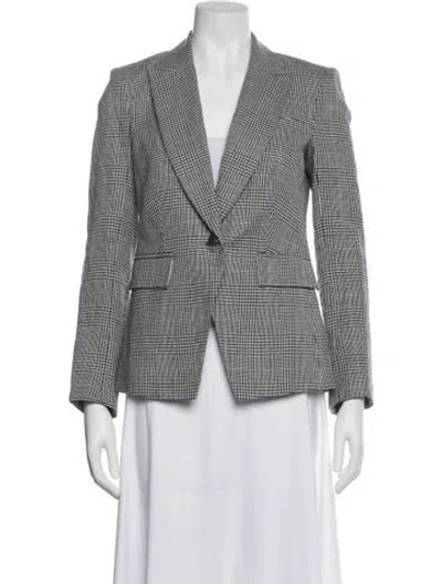Pre-owned Veronica Beard Linen Plaid Print Blazer In White