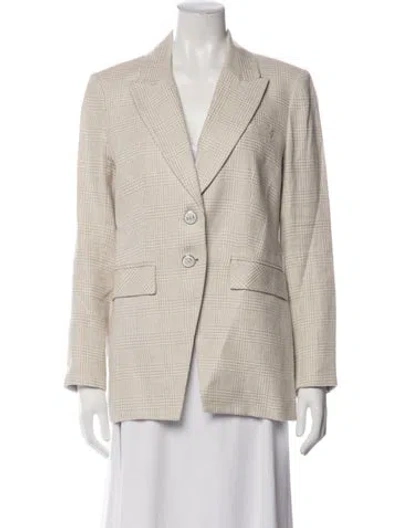 Pre-owned Veronica Beard Linen Plaid Print Coat In Neutrals