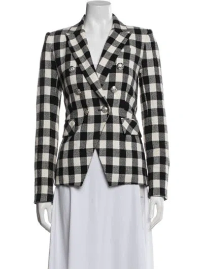 Pre-owned Veronica Beard Linen Plaid Print Pant Set In White