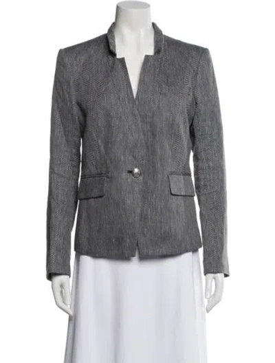 Pre-owned Veronica Beard Linen Printed Blazer In Blue