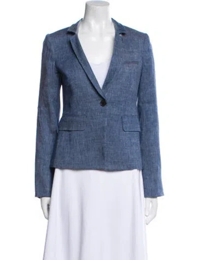 Pre-owned Veronica Beard Linen Printed Blazer In Blue