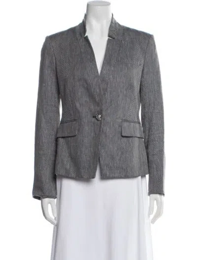 Pre-owned Veronica Beard Linen Printed Blazer In Blue
