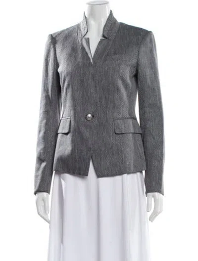 Pre-owned Veronica Beard Linen Printed Blazer In Blue