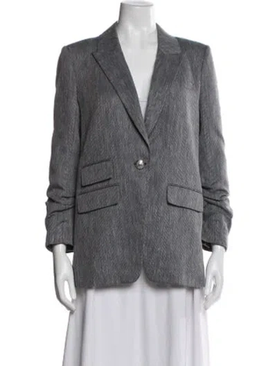 Pre-owned Veronica Beard Linen Printed Blazer In Blue