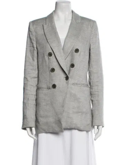 Pre-owned Veronica Beard Linen Printed Blazer In Gray